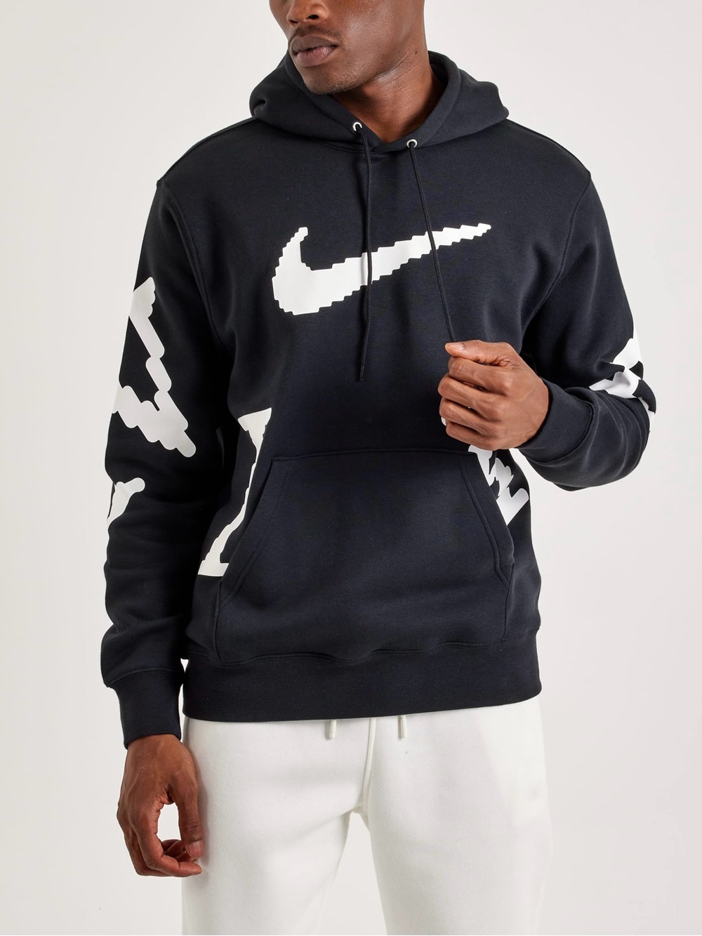 NWT Nike Club Men's Letter Pullover Midweight Fleece Hoodie XL Black